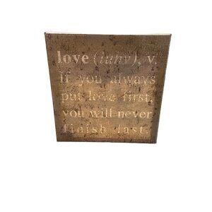 Rustic Love Quote Canvas Sign Wall Art Inspirational Farmhouse Decor Crackle